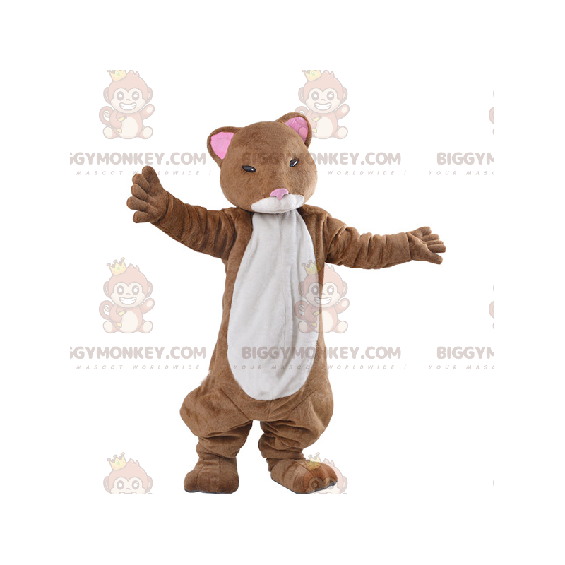 BIGGYMONKEY™ Costume mascotte criceto furetto marrone e bianco