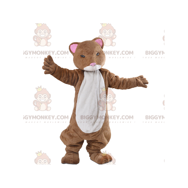 Traje de mascote de hamster furão marrom e branco BIGGYMONKEY™