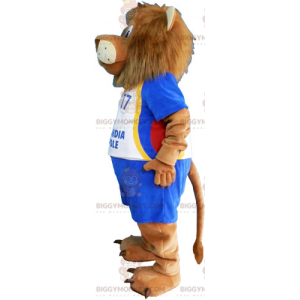 Costume da mascotte Leone BIGGYMONKEY™ con completo da calcio