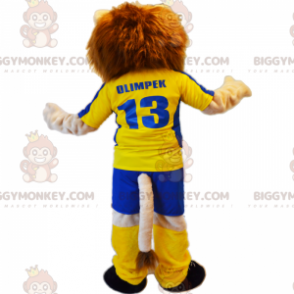 Costume da mascotte Leone BIGGYMONKEY™ con completo da calcio