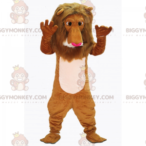 BIGGYMONKEY™ maskotdräkt av lejon med rosa näsa - BiggyMonkey