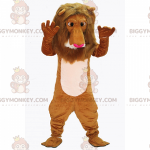 BIGGYMONKEY™ Mascottekostuum van leeuw met roze neus -