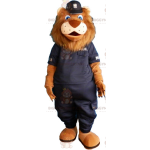 Lion BIGGYMONKEY™ Mascot Costume with Black Police Uniform -