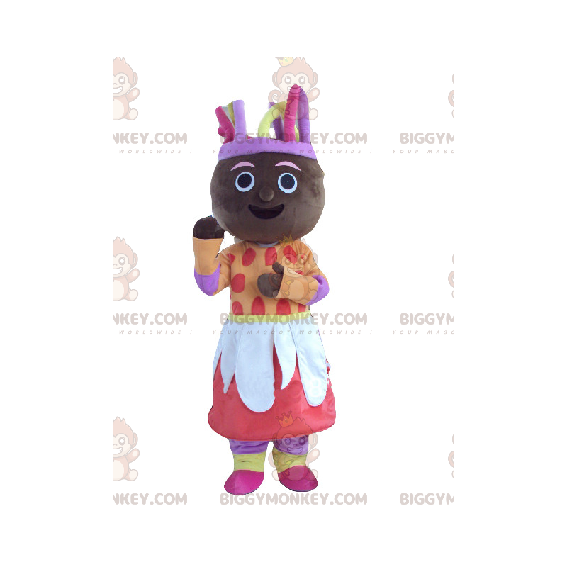 Traje de mascote BIGGYMONKEY™ de mulher africana com roupa