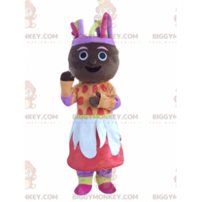 Traje de mascote BIGGYMONKEY™ de mulher africana com roupa