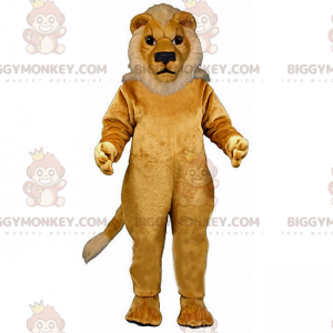 BIGGYMONKEY™ maskottiasu beigen leijonasta valkoharjalla -