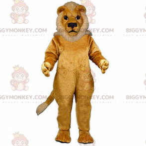 BIGGYMONKEY™ maskotkostume af beige løve med hvid manke -