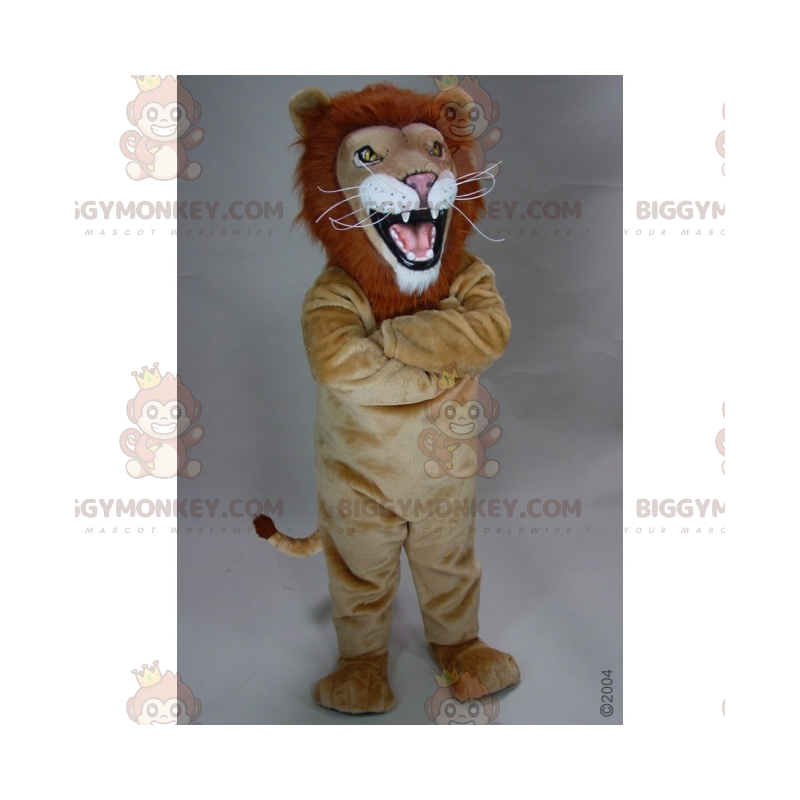 BIGGYMONKEY™ Maskotkostume Tan Lion With Fire Mane -