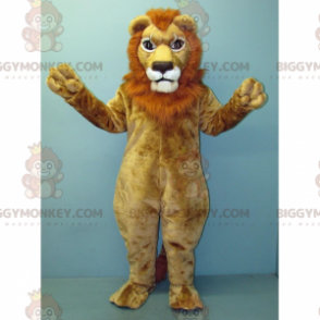 Disfraz de mascota BIGGYMONKEY™ de león beige con melena roja -