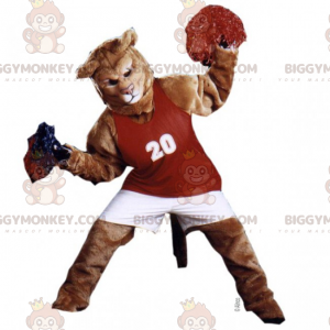 BIGGYMONKEY™ Lion-mascottekostuum in bobble-meisjesoutfit -