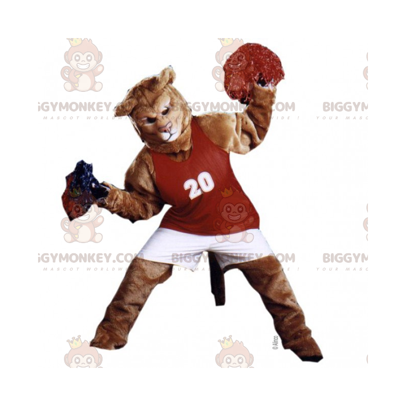 BIGGYMONKEY™ Lion Mascot Costume In Bobble Girl Outfit -