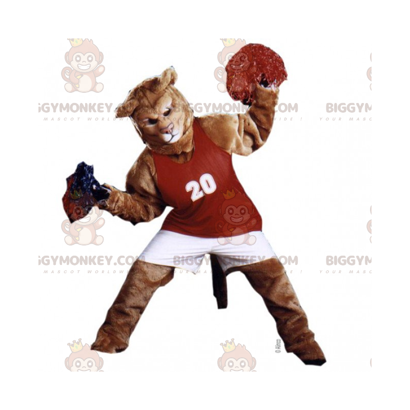 Traje de mascote de leão BIGGYMONKEY™ com roupa Bobble Girl –