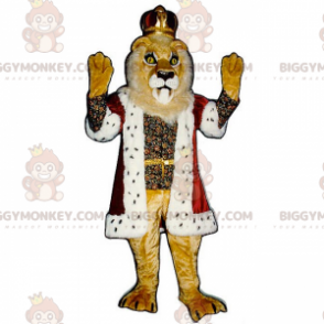 BIGGYMONKEY™ Costume da mascotte di leone in abito da re con