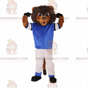 Traje de mascote do leão BIGGYMONKEY™ em roupas esportivas –