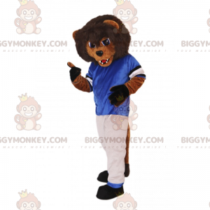 Kostým maskota lva BIGGYMONKEY™ ve sportovním oblečení –