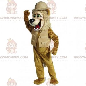 Costume de mascotte BIGGYMONKEY™ de lion en tenue d'explorateur