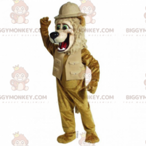 BIGGYMONKEY™ Löwen-Maskottchen-Kostüm im Entdecker-Outfit -