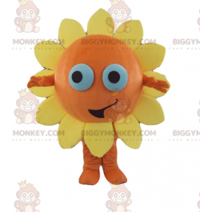 Fantasia de mascote gigante de flor amarela e laranja