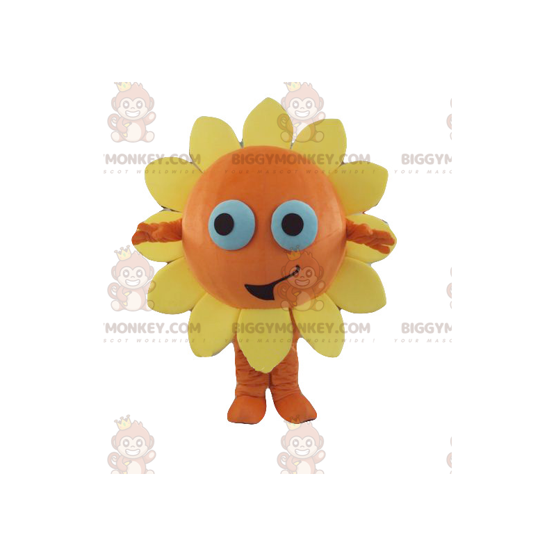 Costume de mascotte BIGGYMONKEY™ de fleur jaune et orange