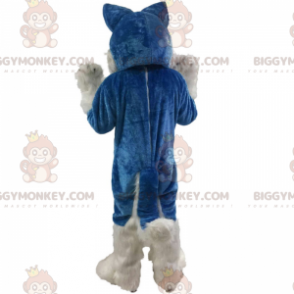 Kostium maskotka niebiesko-biały wilk BIGGYMONKEY™ -