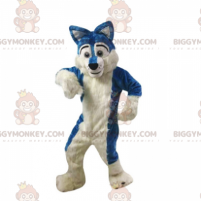 Blau-weißer Wolf BIGGYMONKEY™ Maskottchen-Kostüm -