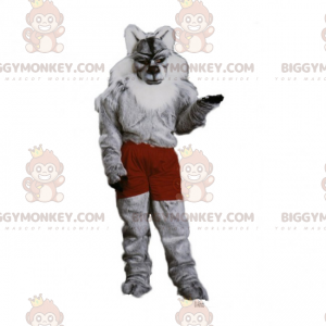 Kostium maskotka Wilk w krótkich spodenkach BIGGYMONKEY™ -