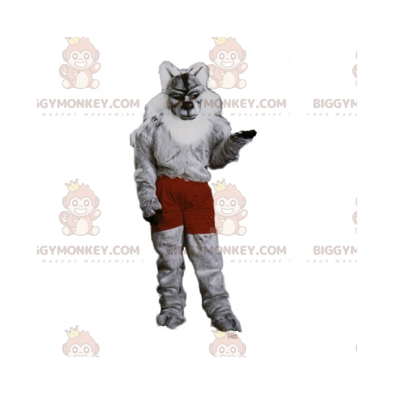 Lupo in pantaloncini Costume da mascotte BIGGYMONKEY™ -