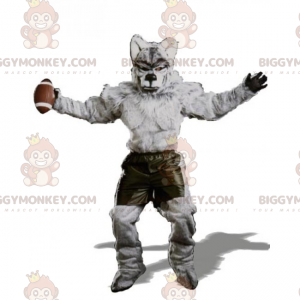 Costume de mascotte BIGGYMONKEY™ de loup en tenue de football