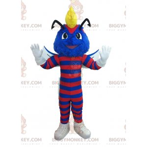 Costume de mascotte BIGGYMONKEY™ de guêpe bleue rayée de rouge