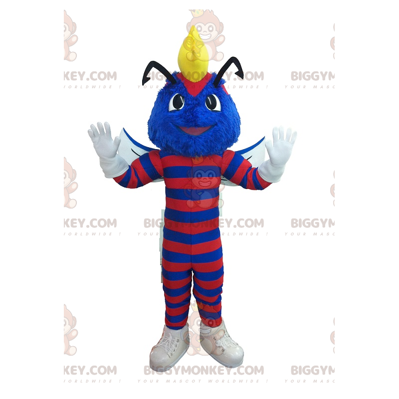 Costume da mascotte BIGGYMONKEY™ Vespa blu a strisce rosse -