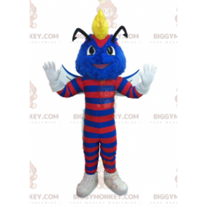 Costume de mascotte BIGGYMONKEY™ de guêpe bleue rayée de rouge