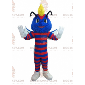 Traje de mascote de vespa azul listrada vermelha BIGGYMONKEY™ –