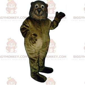 Valkoinen Whiskered Otter BIGGYMONKEY™ maskottiasu -