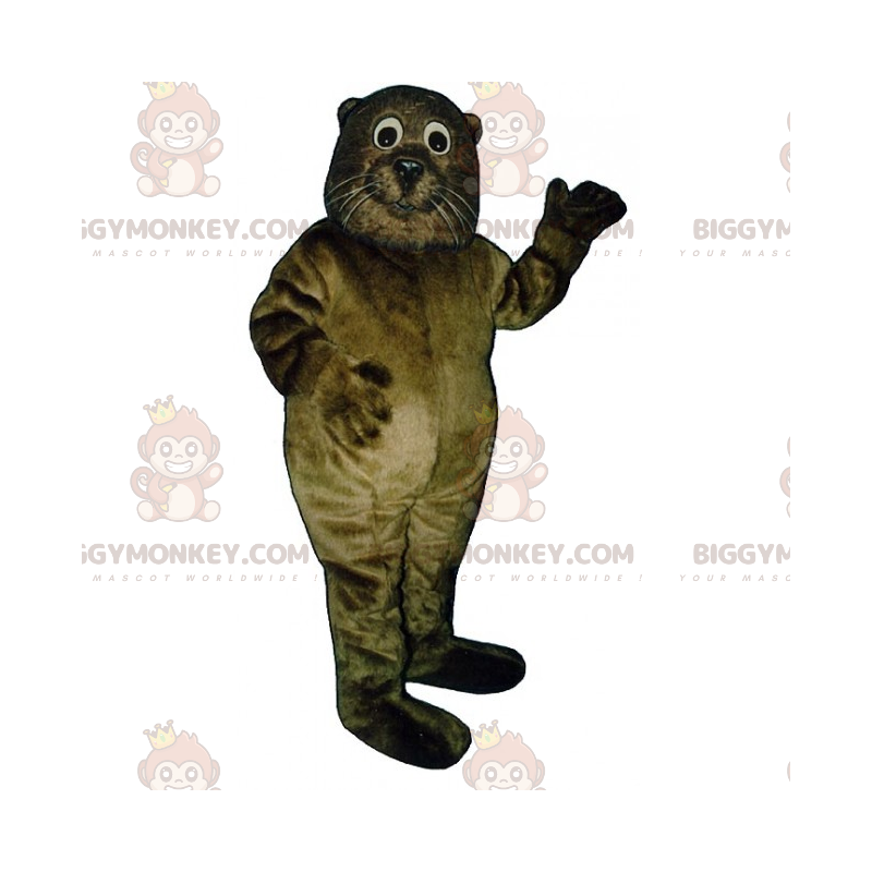 Witte otter met bakkebaarden BIGGYMONKEY™ mascottekostuum -