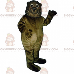 Witte otter met bakkebaarden BIGGYMONKEY™ mascottekostuum -