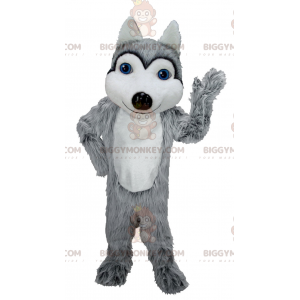 Blue Eyes Grey and White Wolf maskottiasu BIGGYMONKEY™ -