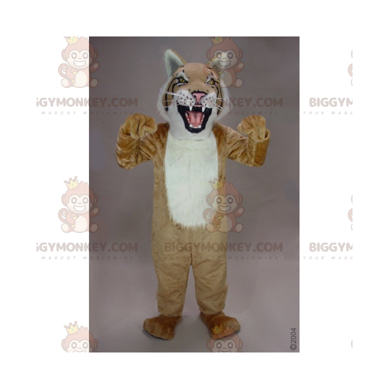 Costume de mascotte BIGGYMONKEY™ de lynx au ventre blanc -