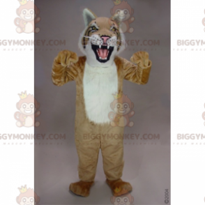 Valkoinen Bellied Bobcat BIGGYMONKEY™ maskottiasu -