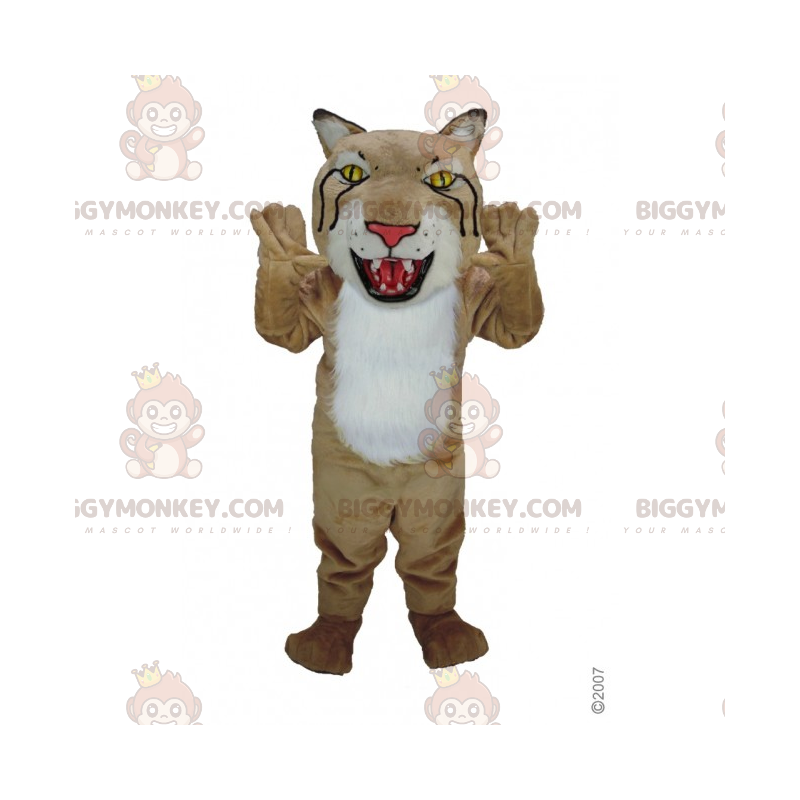 Costume da mascotte Lynx BIGGYMONKEY™ con testa grande -