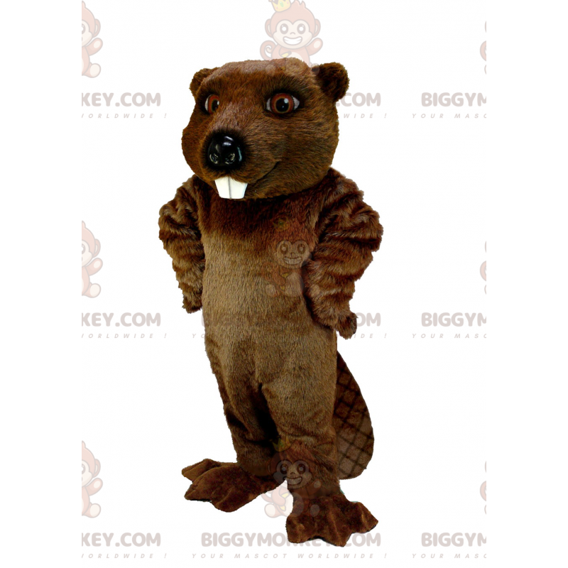 Costume mascotte BIGGYMONKEY™ castoro marrone molto realistico