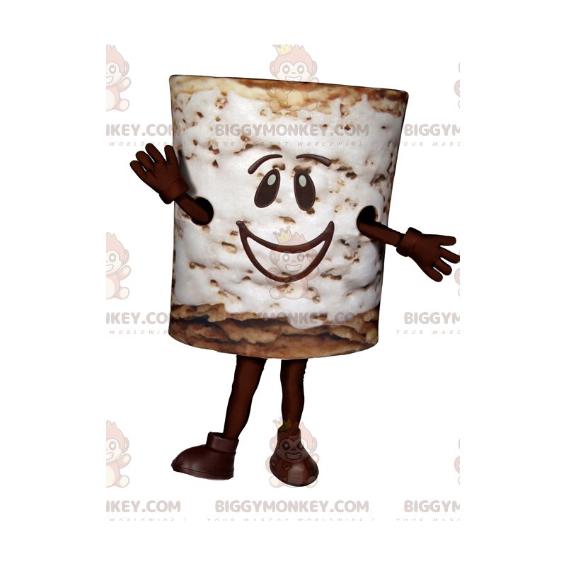 Traje de mascote Marshmallow BIGGYMONKEY™ com rosto sorridente