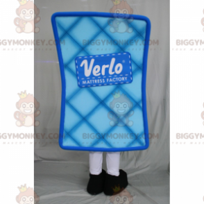 Blue mattress BIGGYMONKEY™ mascot costume with smiley face –