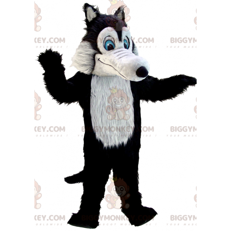 Costume de mascotte BIGGYMONKEY™ de loup noir et gris tout