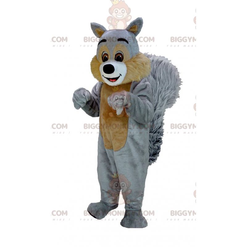 Disfraz de mascota de ardilla gigante peluda marrón y gris