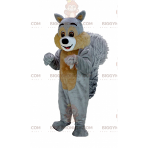 Kostým obří chlupaté hnědé a šedé veverky BIGGYMONKEY™ maskota