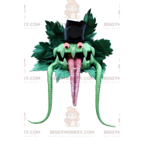 Costume da mascotte BIGGYMONKEY™ mostro verde con cappello a
