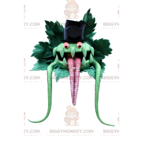 Groen monster BIGGYMONKEY™ mascottekostuum met hoge hoed -