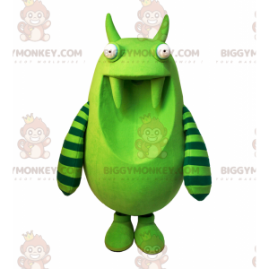 Costume da mascotte mostro verde BIGGYMONKEY™ con strisce sulle