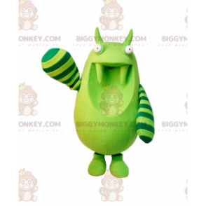 Costume da mascotte mostro verde BIGGYMONKEY™ con strisce sulle