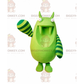 Kostým zeleného monstra BIGGYMONKEY™ maskota s pruhy na pažích